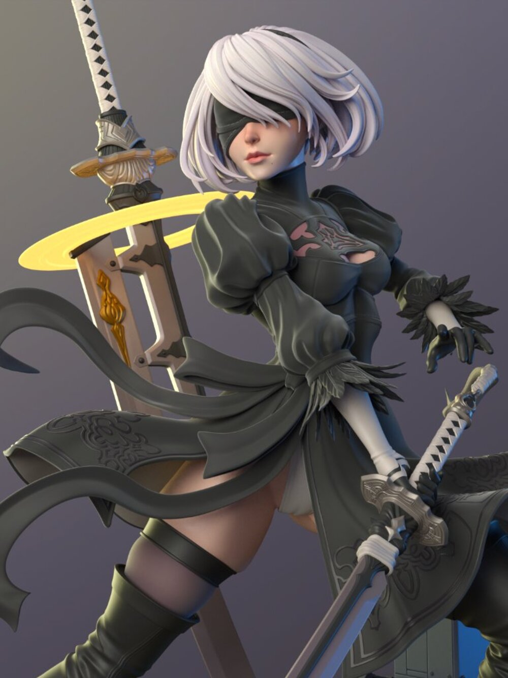 2B from Nier Automata Dress Resin Statue Part Kit - Picture 4 of 7